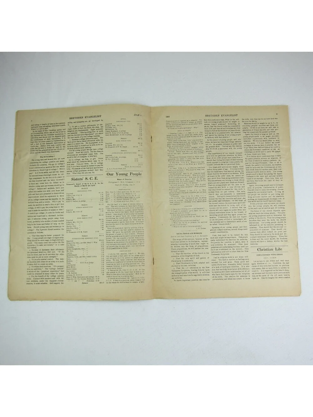Brethren Evangelist Christian Newspaper Ashland Ohio Antique July 9th 1902 RARE